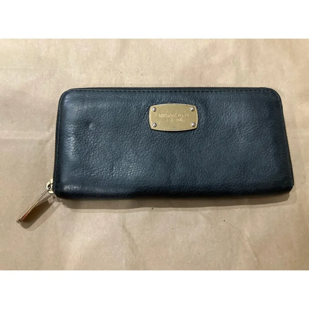 MICHAEL KORS LARGE BLACK LEATHER WOMENS WALLET